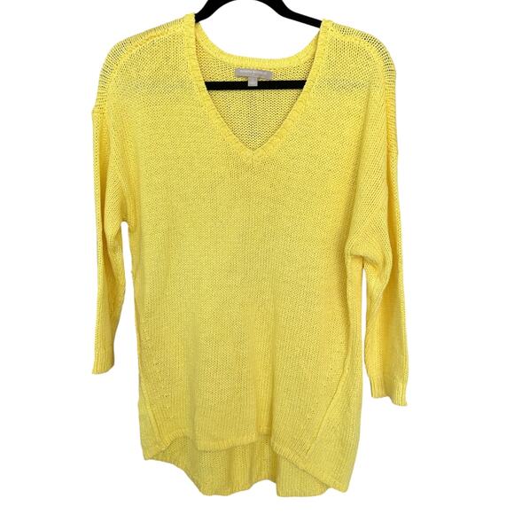Banana Republic Women's Summertime Knit V-Neck Yellow Sweater Size Large - Picture 1 of 5